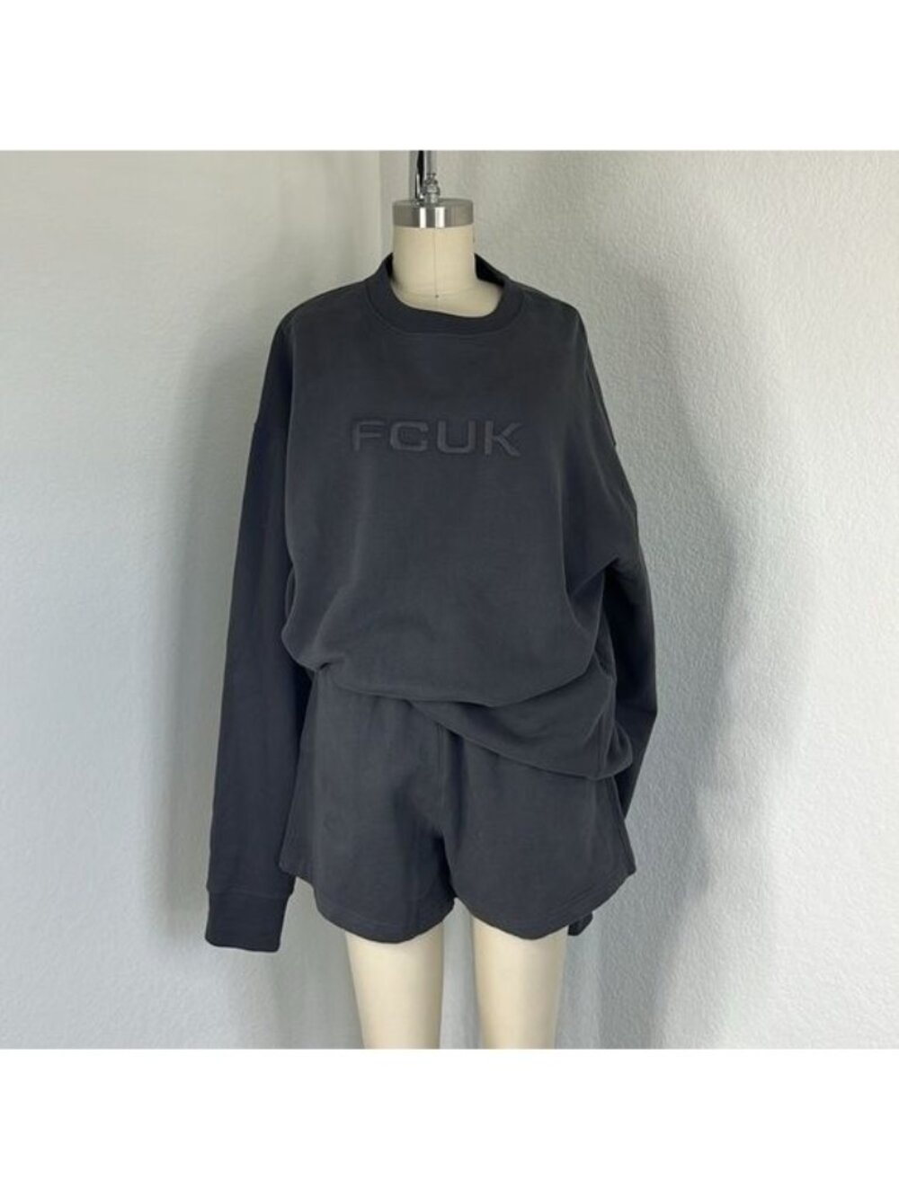 Unisex Tonal Sweatshirt Fcuk Jogger Short Shorts - Picture 2 of 15